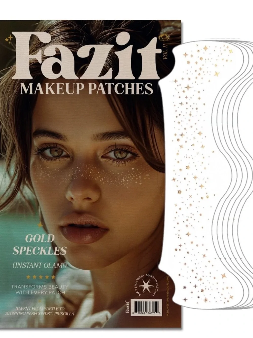 NEW Fazit Glitter Speckle Makeup Patches in Gold xTWO
